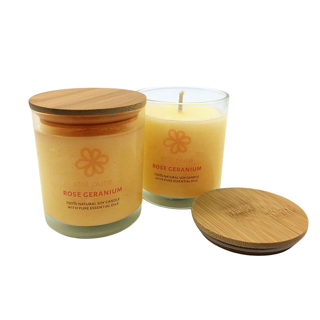 Still Pure Natural Soy Wax Candles - Whiskey Glass - Rose Geranium